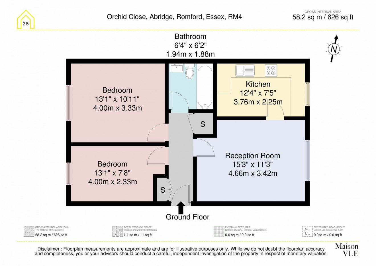 Floorplan for Orchid Close, RM4