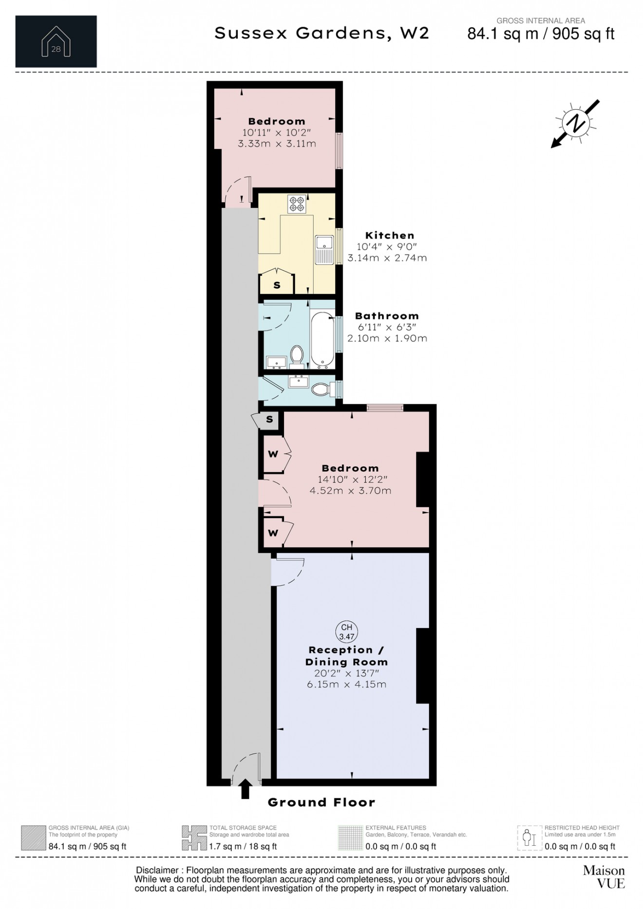 Floorplan for Sussex Gardens, W2