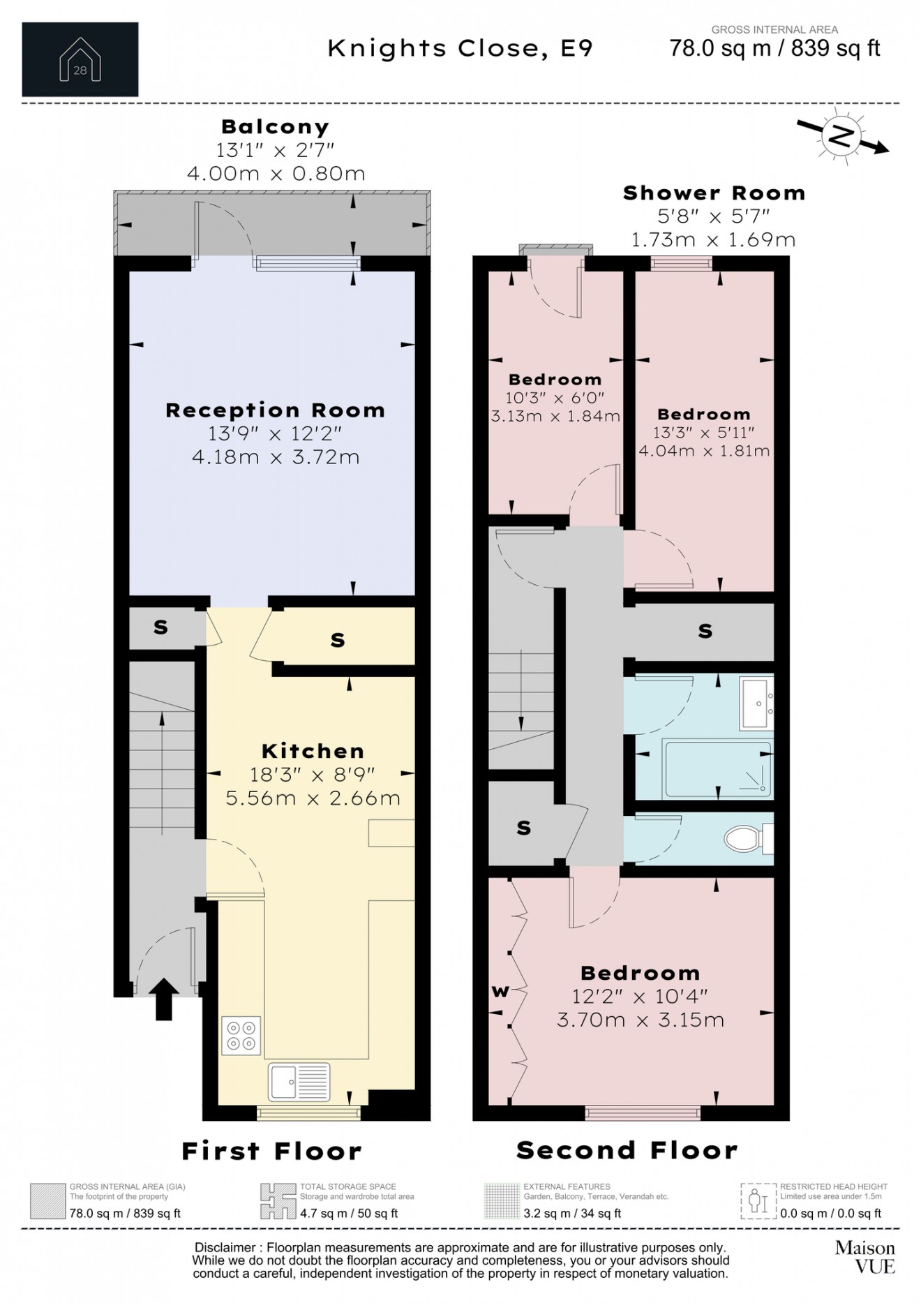 Floorplan for Knights Close, E9